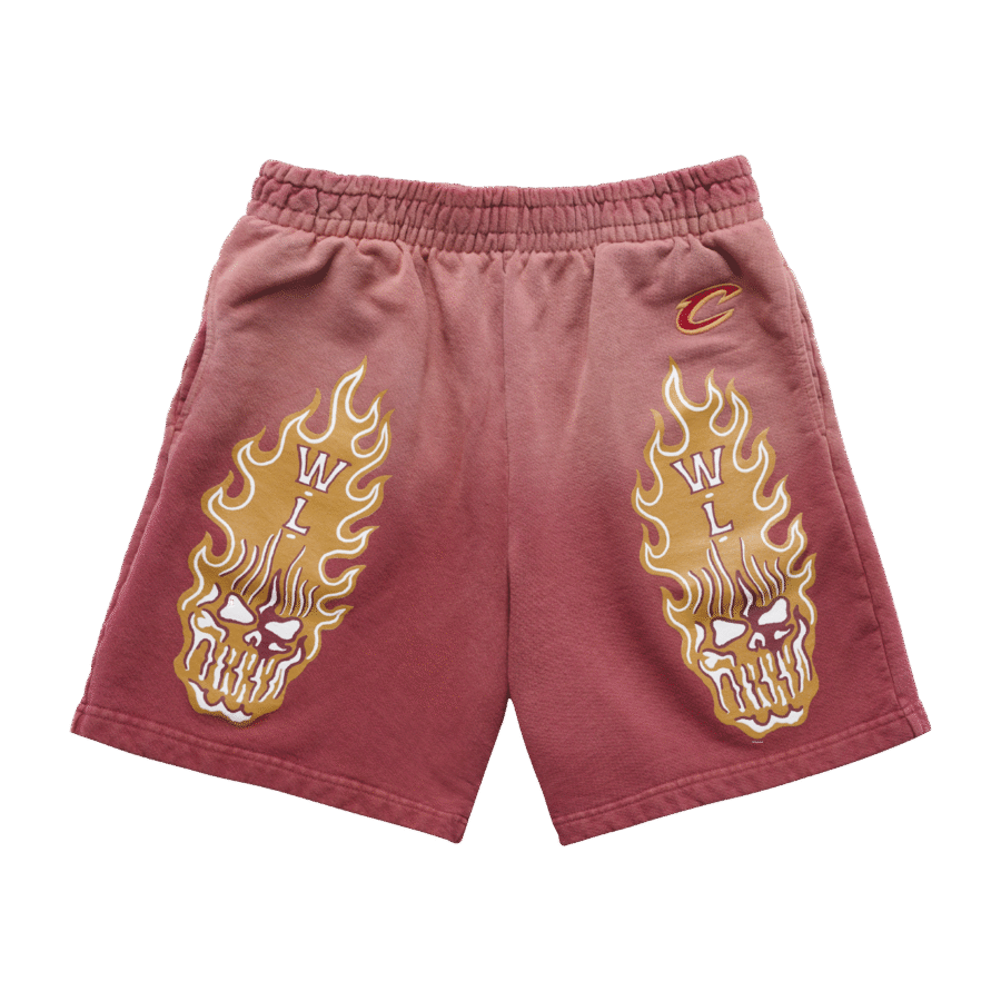 Warren Lotas Cleveland Cavaliers Flaming Skull Shorts