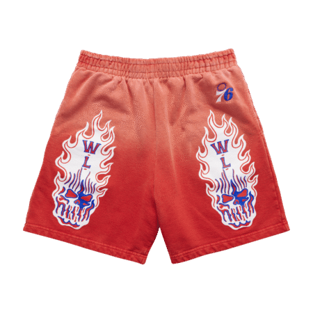 Warren Lotas Philadelphia 76ers Flaming Skull Shorts