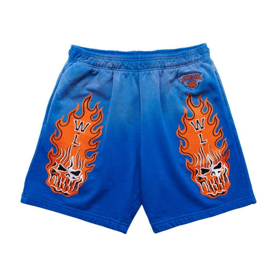 Warren Lotas New York Knicks Flaming Skull Shorts